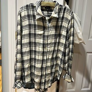 Tolani plaid button down, design on back